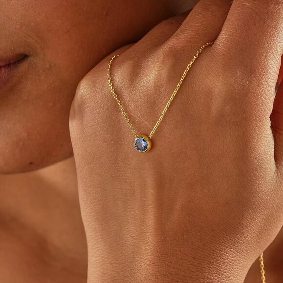 Elegant 14K Gold Plated Birthstone Necklace for Women with Citrine, Adjustable, - Picture 5 of 7